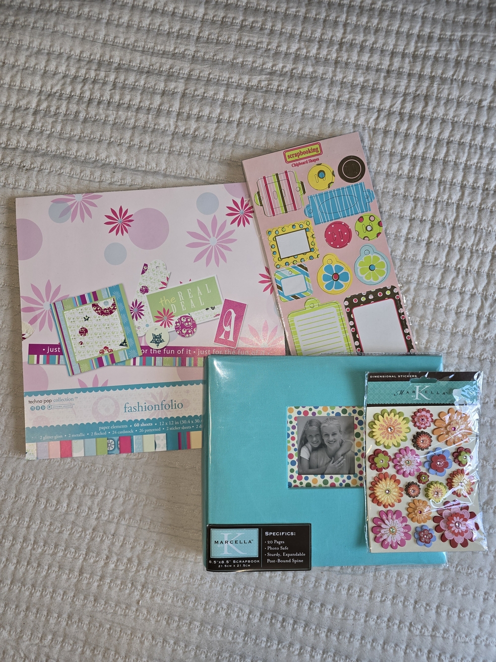 Scrapbooking Bundle~Marcella Book~Fashionfolio Papers~3D Floral Stickers~